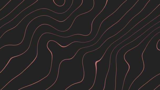 Wavy Peach Lines Motion Graphic Dark Black Abstract Background Animation — Stock Video
