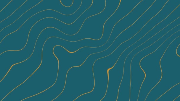 Хвилясті Помаранчеві Лінії Руху Графіки Темно Синьому Абстрактному Фоні Анімації — стокове відео