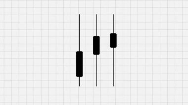 Kara borsa şamdanlarının yukarı ve aşağı hareket etmesi grafik arka planına karşı. Japon mumları. Candlestick Grafik Animasyonu. Sunumlar için kullanılır. Borsa Çizelgesi. Alfa kanalı.