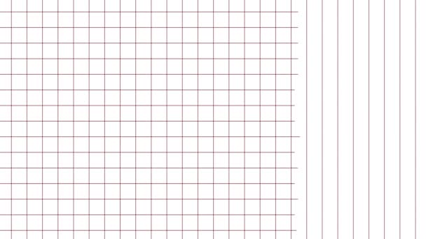 Animated Grid Paper Texture Grafiek Papier Achtergrond Met Rode Lijnen — Stockvideo