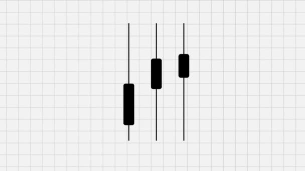 Animated Stock Market Candlesticks Black Going Againts Graph Background Japanese — Stock Video