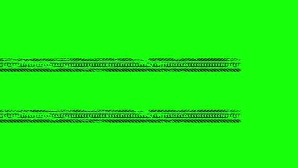 Animation Car Tire Tracks Print Green Screen Straight Traces Car — Stock Video