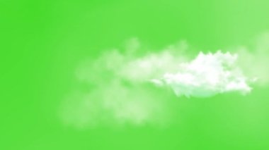 Yeşil ekran arka planında hareket eden bulutlar grafik efektleri. 4K çözünürlüğüyle hareket eden beyaz bulutlar. Arkaplan rengini, karikatür sahnelerini, manzara videolarını değiştirmek için kullanılabilir. 