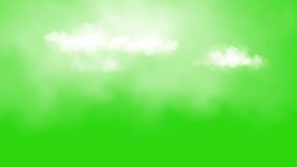 Перемещение Облаков Графические Эффекты Движения Зеленом Фоне Экрана Движущиеся Белые — стоковое видео