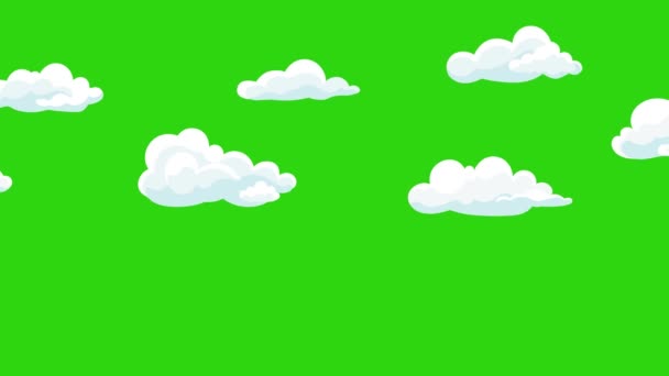 Анимированные Облака Движения Графические Эффекты Зеленом Экране Движущиеся Белые Облака — стоковое видео