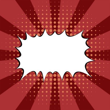 Çizgi roman tarzında flaş satış. Koyu kırmızı pop sanatı. Çizgi roman tarzı. Soyut patlama. Satış afişleri, reklam ilanları, kartvizitler, broşürler, sosyal medya. Özel metin için metin kutusu. Yarı ton etkisi. Düzenlenebilir