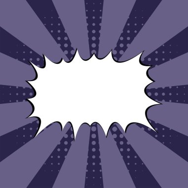 Çizgi roman tarzında flaş satış. Mor Pop sanatı. Çizgi roman tarzı. Soyut patlama. Web sitesi, baskı, satılık afişler, reklam ilanları, kartvizitler, broşürler. Özel metin için metin kutusu. Yarı ton etkisi. Düzenlenebilir