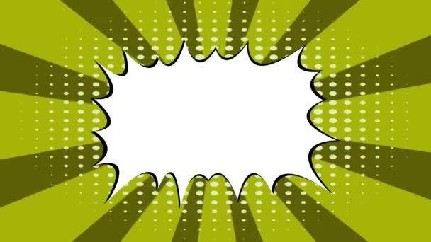 Ανοιχτό Πράσινο Κωμικό Pop Art Εφέ Μισού Μέτρου Ακτίνες Φωτός — Αρχείο Βίντεο