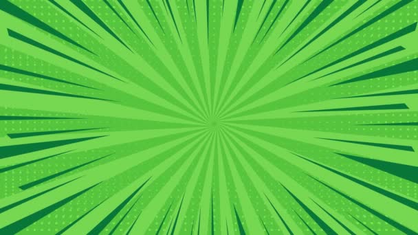 Groene Gackground Popart Komische Stijl Eenvoudige Platte Zonlicht Burst Looping — Stockvideo