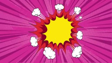 Popüler sanatta ve komik çizgi film tarzında Magenta geçmişi. Çeşitli mesaj kutuları patladı. Bıçaklarla dönen enerji işareti. Özel metin alanı ile Halfton etkisi. Kullanımı kolay. 4K 