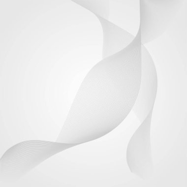 Beyaz ve gri arkaplanda soyut bir yarım ton beyaz ve gri pürüzsüz dalga. Eğimli eğimli tasarım ya da dalgalı çizgiler, kartvizitler, broşürler, posterler, kapaklar için şablonlar. Düzenlenebilir.