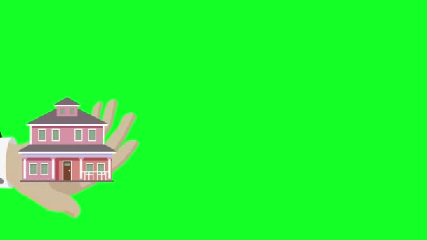 Immobilienmakler Mit Einem Haus Der Hand Geschäftsmann Gibt Ein Hartes — Stockvideo