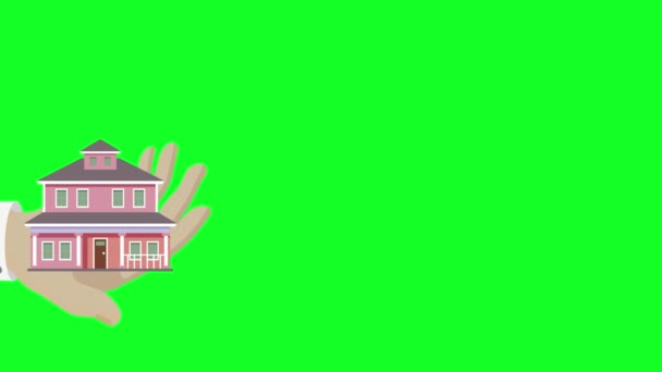 Agen Real Estate Memegang Rumah Tangan Pelanggan Klien Memberikan Tas — Stok Video