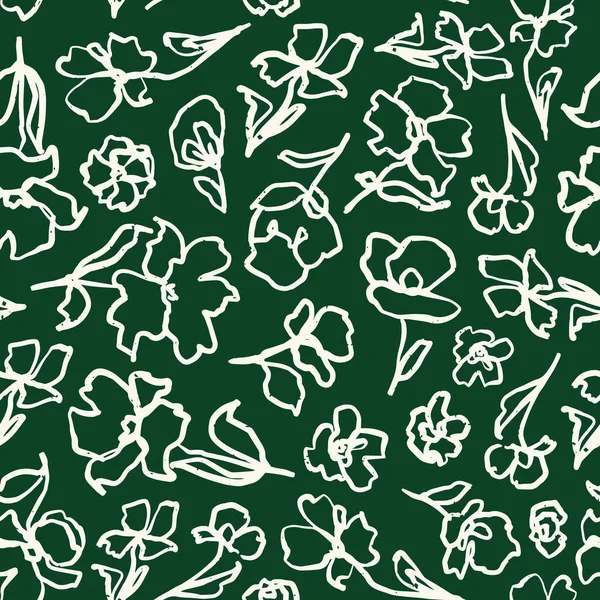 Modèle Répétition Sans Couture Floral Abstrait Fleurs Vectorielles Disposées Hasard — Image vectorielle