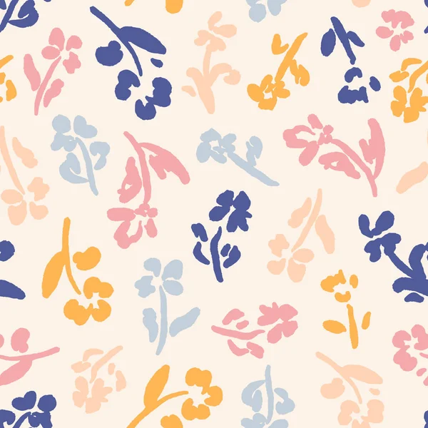 Fleurs Abstraites Colorées Avec Des Feuilles Motif Répété Sans Couture — Image vectorielle