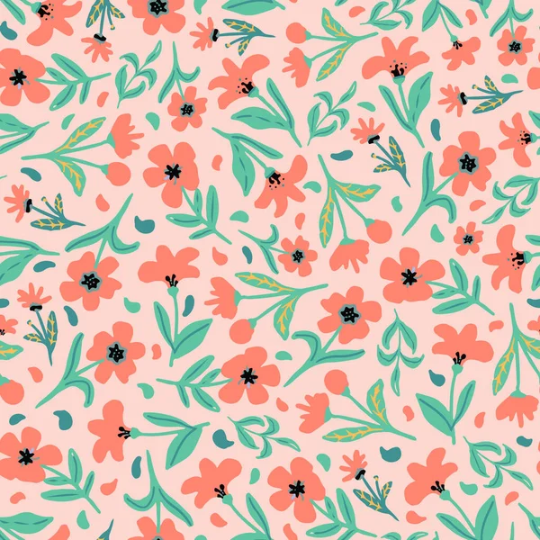 Διανυσματική Απεικόνιση Της Αδιάλειπτης Μοτίβο Χαριτωμένα Λουλούδια — Διανυσματικό Αρχείο
