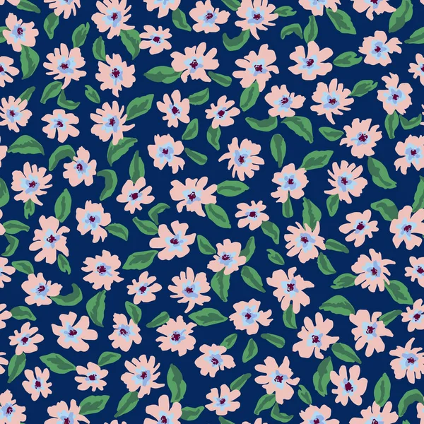 Fleurs Mignonnes Avec Des Feuilles Motif Répétition Sans Couture Botanique — Image vectorielle