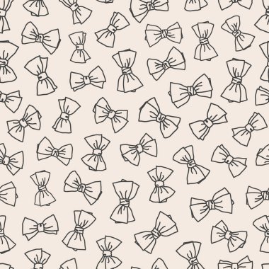 Retro el yay çizer, pürüzsüz tekrarlar. Bej arkaplanda rastgele yerleştirilmiş vektör aksesuarları