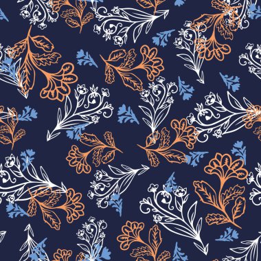 Çiçeklerle çizilmiş renksiz desen