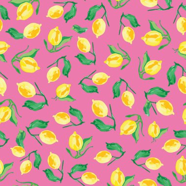 hand drawn seamless colorful bright pattern with colorful colorful fruits on green background