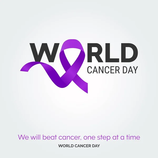 Beat Cancer One Step Time World Cancer Day — Διανυσματικό Αρχείο
