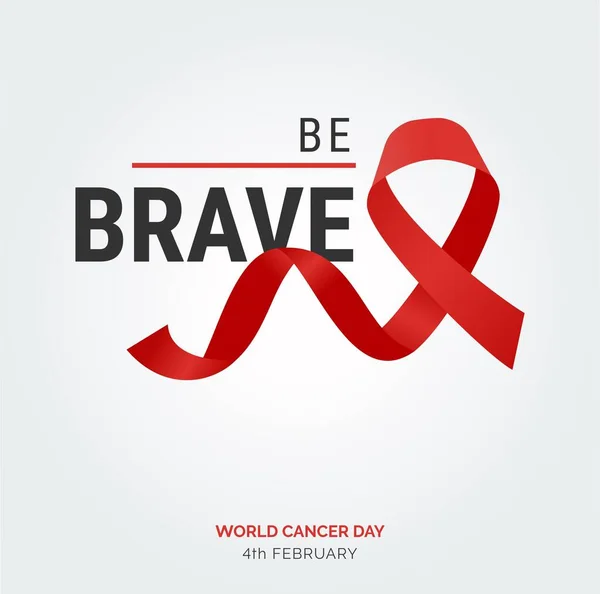 勇敢地做条带式字体记录 2月4日世界癌症日 — 图库矢量图片