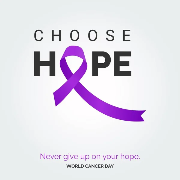 Выберите Типографику Ленты Надежды Всемирный День Борьбы Раком — стоковый вектор