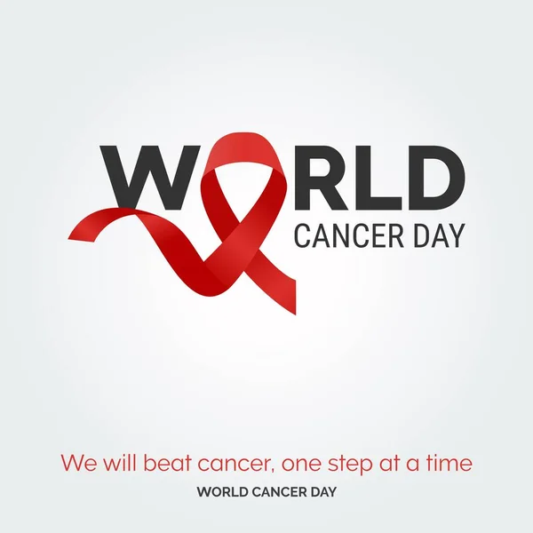 我们将战胜癌症 世界癌症日 一步一个脚印 — 图库矢量图片