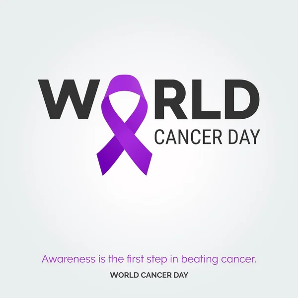 Conscientização Primeiro Passo Para Vencer Câncer Dia Mundial Câncer — Vetor de Stock