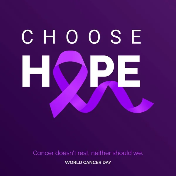 Choose Hope Ribbon Typography Cancer Doesn Rest Neither Should World — Wektor stockowy