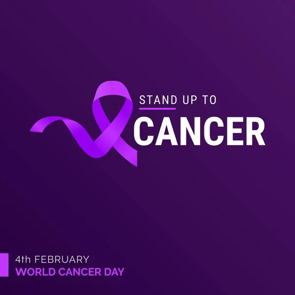Stand Cancer Ribbon Typography 4Th February World Cancer Day — Wektor stockowy