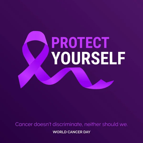 Protect Yourself Ribbon Typography Cancer Doesn Discriminate Neaither Should World — Vettoriale Stock