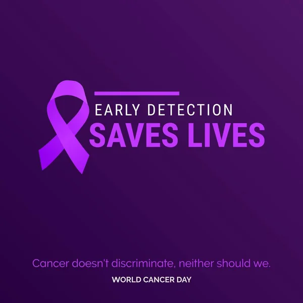 Early Detection Saves Lives Ribbon Typography Cancer Doesn Discriminate Neaither — ストックベクタ