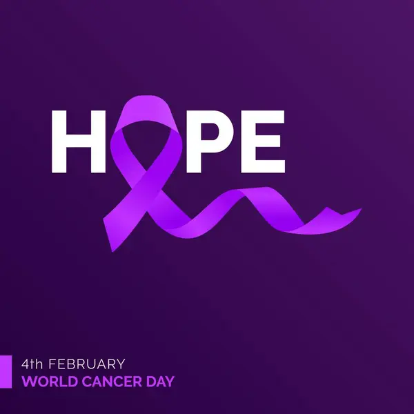 Hope Ribbon Typography 4Th February World Cancer Day — 图库矢量图片