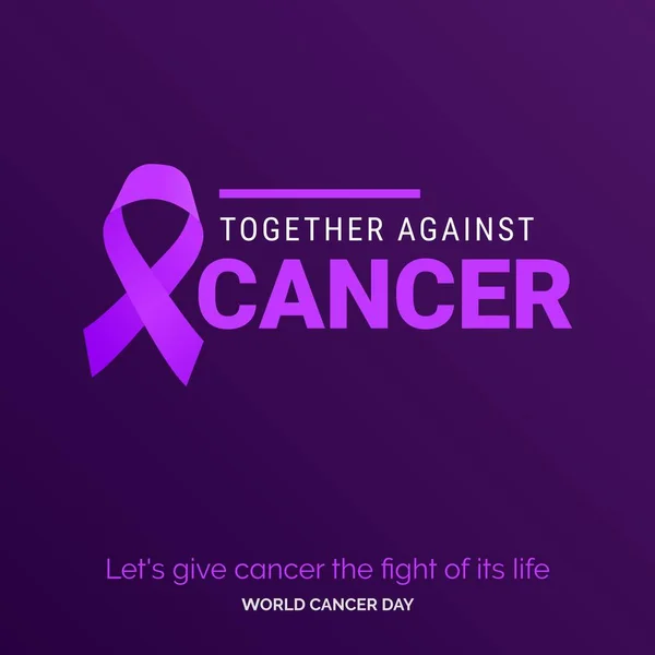 Together Cancer Ribbon Typography Let Give Cancer Fight Its Life — ストックベクタ