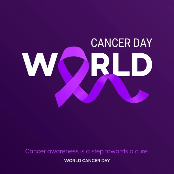 Consciência Câncer Passo Para Uma Cura Dia Mundial Câncer — Vetor de Stock
