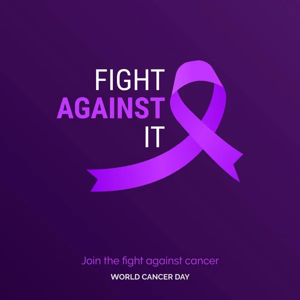Fight Ribbon Typography Join Fight Cancer World Cancer Day — ストックベクタ