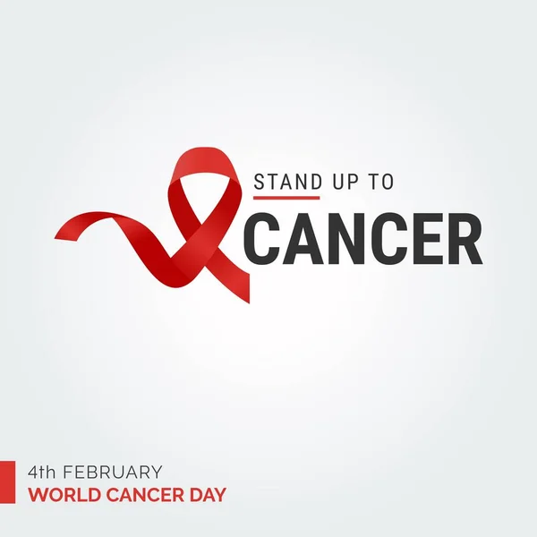 Kanser Kurdele Tipografisi Karşı Koy Şubat Dünya Kanser Günü — Stok Vektör