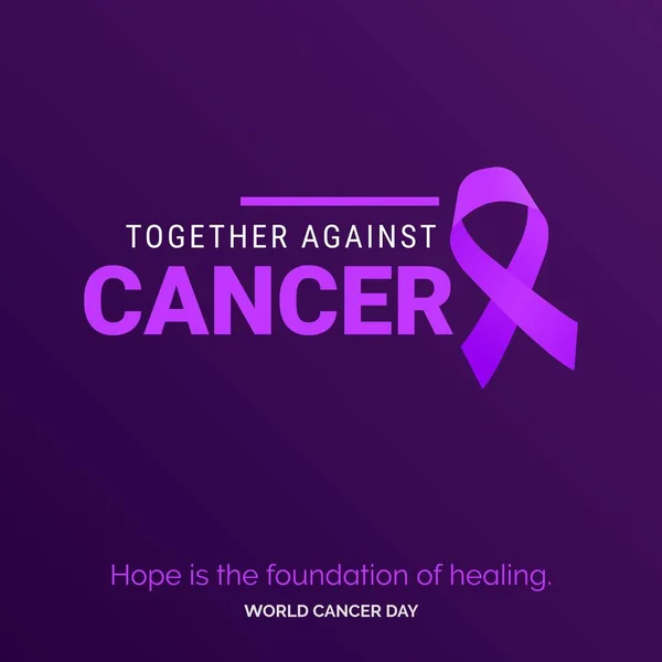 Together Cancer Ribbon Typography Hope Foundation Healing World Cancer Day — ストックベクタ