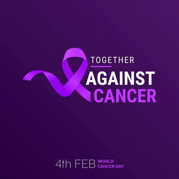 Together Cancer Ribbon Typography 4Th Feb World Cancer Day — Wektor stockowy