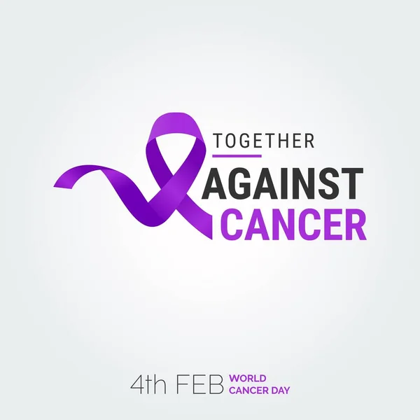 Together Cancer Ribbon Typography 4Th Feb World Cancer Day — Stock Vector