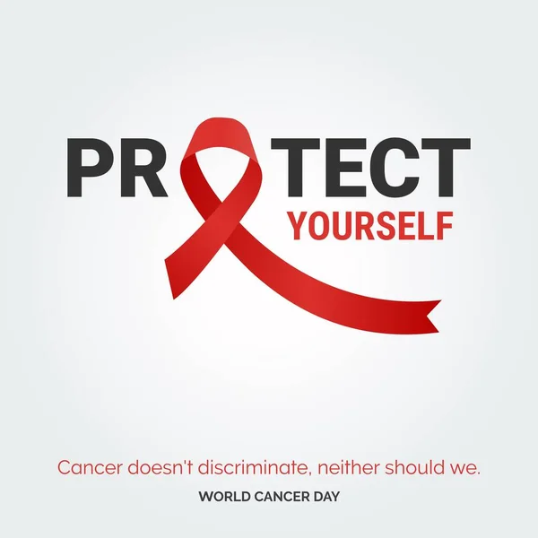 Protect Yourself Ribbon Typography Cancer Doesn Discriminate Neaither Should World — ストックベクタ