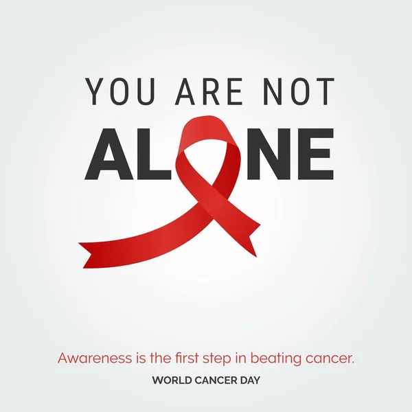 You Alone Ribbon Typography Awareness First Step Beating Cancer World — ストックベクタ