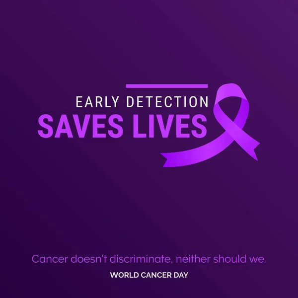 Early Detection Saves Lives Ribbon Typography Cancer Doesn Discriminate Neaither — ストックベクタ