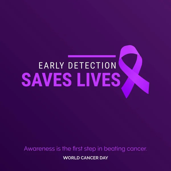 Early Detection Saves Lives Ribbon Typography Awareness First Step Beating — Stockový vektor