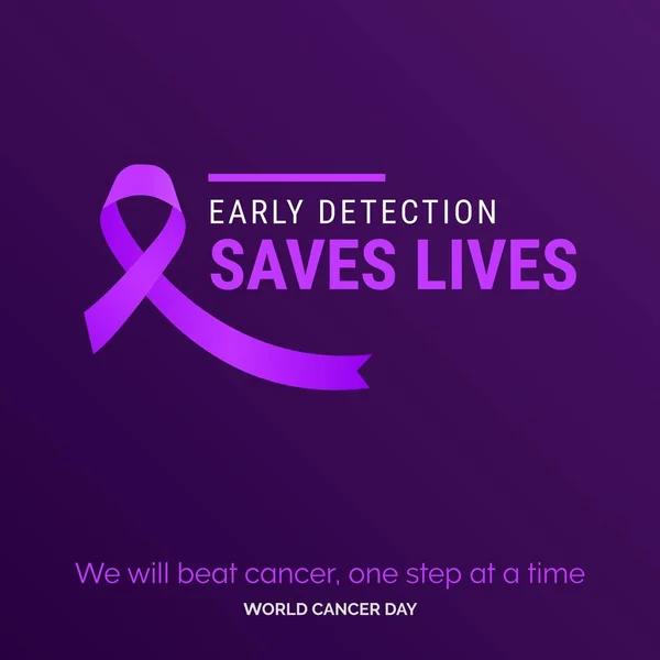 Early Detection Saves Live Ribbon Typography Beat Cancer One Step — ストックベクタ