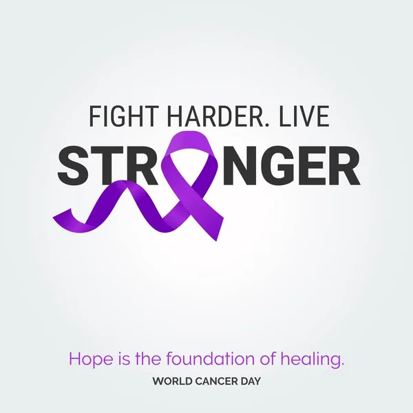 Fight Harder Live Stronger Ribbon Typography Hope Foundation Healing World — Wektor stockowy