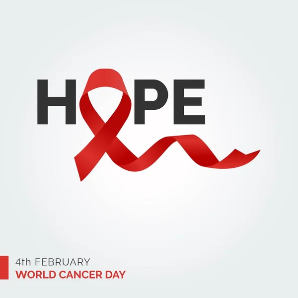 Hope Ribbon Typography 4Th February World Cancer Day — Διανυσματικό Αρχείο