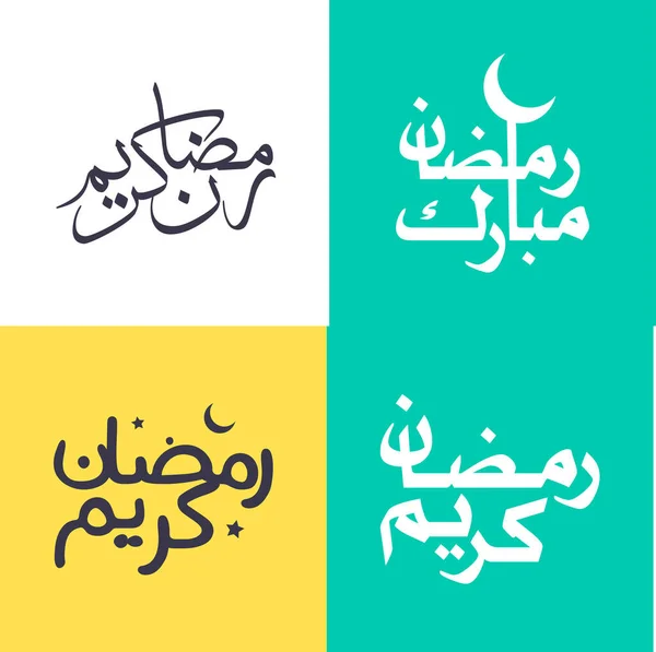 Paquete Caligrafía Minimalista Ramadán Kareem Escritura Árabe Para Mes Santo — Archivo Imágenes Vectoriales