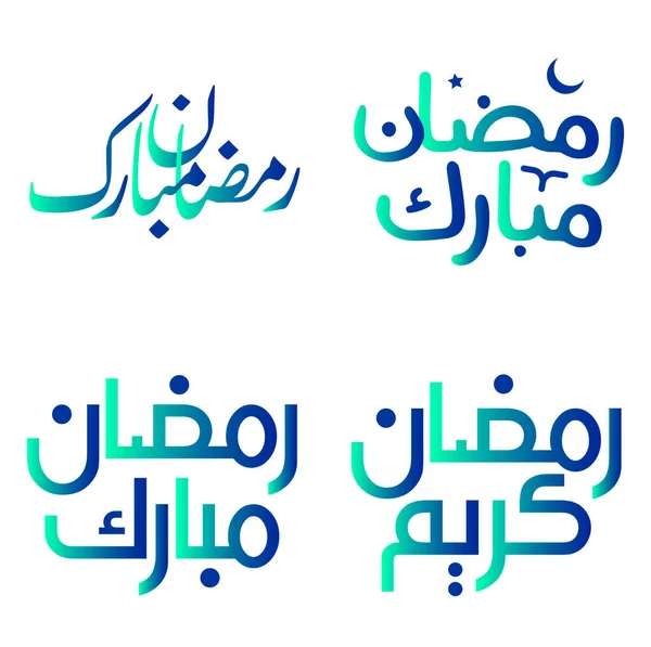 Gradiente Verde Azul Ramadán Kareem Vector Ilustración Con Caligrafía Árabe — Archivo Imágenes Vectoriales